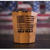  250η Επέτειος Ποτηριού Whiskey Grail 250η Επέτειος της ΗΠΑ Ξύλινο Ποτήρι Whiskey Ξύλινο Ποτήρι Bourbon Old Fashioned Καπνιστός Δρυς Δώρα για Λάτρεις του Bourbon Ημέρα Ανεξαρτησίας  4η Ιουλίου 4η