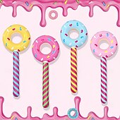 cheap Outdoor Recreation-6pcs Inflatable Lollipops in Random Colors, Inflatable Donut Candy, Birthday Party Decorations, Novelty Toys