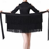 cheap Latin Skirts-Women's Black Fringe Latin Dance Skirt