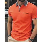 economico Polo classica da uomo-Per uomo Polo Maglia da golf Casuale Streetwear Bavero Manica Corta Essenziale Moderno Blocco di colori Tasca Bottoni Estate Primavera Vestibilità regolare Nero Bianco Giallo Borgogna Blu marino