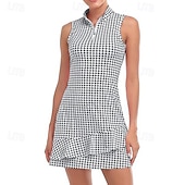 tanie Sukienka damska-Damskie Graficzny Solidne kolory Sukienka do tenisa Sukienka sportowa Odprowadza wilgoć Oddychający Bransoletka tenisowa Obuwie sportowe Bieganie Kołnierz zapinany na zamek Sukienka Czarny Biały