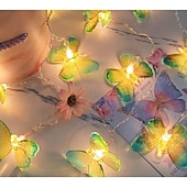 preiswerte Solar Lichterketten-LED-Lichterkette mit Schmetterlingsmotiven, batteriebetrieben, lila Schmetterlingslichter für Zuhause, Schlafzimmer, drinnen und draußen, Garten, Hochzeit, Party, Urlaub, Sommerdekoration