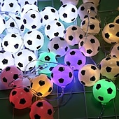 abordables Alimentación por batería-1 cadena de luces LED de 2 m y 10 ledes para balón de fútbol: luces LED de interior con caja de batería, luz cálida, luz blanca y opciones de luz de colores para sala de estar, dormitorio, fiesta y