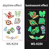 olcso Világbajnoki labdarúgó mérkőzés 2026-10 db sötétben világító foci ideiglenes tetoválás, neonzöld reaktív, vízálló &amp;könnyen eltávolítható testfesték, játékosokkal, trófeákkal, lángokkal díszítve, tökéletes fociparti ajándékok &amp;ajándékok