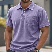 economico Polo classica da uomo-T-shirt da Uomo SoftFade™ 100% Cotone con Effetto Lavaggio Acerbo Maglietta Golf Casual per Vacanze Colletto Polo a Coste Manica Corta Moda Base Piana Vintage Distressed Estate Primavera Vestibilità