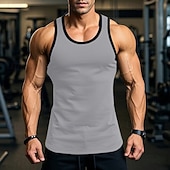 billige Treningsskjorter uten armer-Herre Singleter Vest Underskjorte Ermeløs skjorte Ermeløs Rund hals Sommer Helfarge عادي Treningsklær Fargeblokk Gate Avslappet Sport Svart Hvit Vin Topp T-skjorte for menn