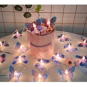 preiswerte Solar Lichterketten-LED-Lichterkette mit Schmetterlingsmotiven, batteriebetrieben, lila Schmetterlingslichter für Zuhause, Schlafzimmer, drinnen und draußen, Garten, Hochzeit, Party, Urlaub, Sommerdekoration