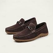 billiga Casual loafers-Herrbruna mockaloafers slip-on, vardagliga finskor, mjuka och bekväma mockasiner för vardagsbruk, bilkörning, resor, kontor, helgkläder och avslappnad smart casual-stil