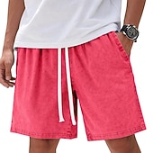 levne Neformální kraťasy-SoftFade™ Pánské šortky 100% bavlněné Casual šortky Kyselinově wash šortky Kapsa Elastický pas Praný Komfort Prodyšné Délka po kolena Casual Outdoor Pláž Dovolená Móda Námořnická modrá Červená