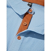 economico Polo classica da uomo-Per uomo Testurizzato Polo a Maglia Waffle Casuale Affari Classico Manica Corta Moda Moderno Tinta unica Testurizzato Bottoni Primavera &amp; Estate Estate Primavera Vestibilità regolare Blu Nero Bianco