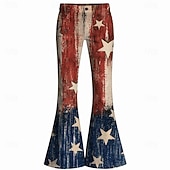  250° anniversario USA Retrò Vintage Anni '70 Pantaloni Pantaloni a zampa d'elefante Hippie Disco Vita alta Costume Per donna Mascherata 4 Luglio Feste Giorno dell'Indipendenza Adulti Pantaloni