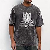  Men's Celtic Knot Tribal Wolf Head Silhouette Acid Wash Vintage Streetwear T Shirt Graphic Short Sleeve Casual Daily Wear Designer Clothing Apparel S M L XL XXL XXXL