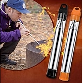 voordelige Buitenrecreatie-2 stuks roestvrijstalen vuurblaaspijpen, uitschuifbare vuurblaasstokken voor kamperen, wandelen en reizen in de buitenlucht