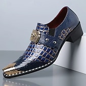 cheap Loafers-Men's Dark Brown Faux Leather Monk Strap Shoes – Croc Embossed Dress Shoes, Business, Wedding &amp; Formal Wear