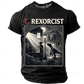 preiswerte Camisetas divertidas para hombres-Men's T. REXORCIST Funny Movie Parody T-Rex Dinosaur Priest Silhouette Graphic T-Shirt Gothic Horror Noir Style Casual Short Sleeve Tee Halloween Gift Designer Clothing Apparel S M L XL XXL XXXL