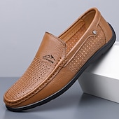 economico Scarpe Casual Slip-On-mocassini da uomo bianchi traforati, slip-on traspiranti, scarpe casual da guida per l'uso quotidiano, ufficio, viaggi, outfit del fine settimana, stile smart casual estivo e camminate comode