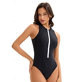  בגדי ריקוד נשים מגן מפריחה בגד ים אחיד רוכסן קדמי ספנדקס הגנה מפני השמש UV UPF50+ ייבוש מהיר ללא שרוולים חליפת גוף בגד ים גלישה חוף ספורט מים קיץ