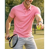 זול חולצת גברים-בגדי ריקוד גברים אחיד חולצת ספורט חולצת טניס שרוולים קצרים ייבוש מהיר מתיחה פתילת לחות נושם טניס גולף פיקלבול צווארון פולו צמרות אפור כהה שחור ורוד בגדי טניס
