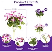 cheap Artificial Flower-4 Bundles Spring Artificial Morning Glory Flowers for Outdoors, UV Resistant Fake Look Real Faux Silk Plants for Front Door Garden Porch Planter