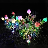זול אורות נתיבים ופנסים-1 חבילה של 1 תאורת LED גינה דקורטיבית סולארית חיקוי גרדניה זר חיצונית אור שמש לקישוט נתיב חצר שביל פטיו מרפסת דשא, פרחים מלאכותיים הידרנג'ה אור חם
