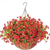 economico Fiore finti-Fiori artificiali pendenti con cestino, piante finte pendenti con fiori di seta artificiali resistenti ai raggi UV per esterni e interni, primavera estate, portico, patio, balcone, giardino,