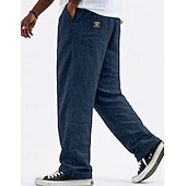 رخيصةأون كلاسيكي-رجالي سروال الكتان بنطلونات السراويل الصيفية السراويل الفضفاضة سروال الشاطئ رباط جيب مرونة الخصر سهل راحة متنفس مكتمل الطول فضفاض مناسب للبس اليومي مناسب للعطلات العطلة موضة أزرق أسود غير مطاطي