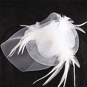 cheap Fascinators-Fascinators Polyester Wedding Birthday Vintage Cute Retro With Feather Headpiece Headwear