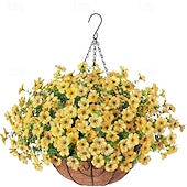 economico Fiore finti-Fiori artificiali pendenti con cestino, piante finte pendenti con fiori di seta artificiali resistenti ai raggi UV per esterni e interni, primavera estate, portico, patio, balcone, giardino,