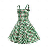 tanie Sukienki-Lata 50. Retro / vintage Do kolan Sukienka Rockabilly Rozkloszowana sukienka Bez rękawów Strój na bal maskowy Dla dziewczynek Halloween Karnawał Bal maskowy Studniówka Wieczorna impreza Przyjęcie