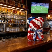 preiswerte Weltfußballspiel 2026-25 cm großer Rosen-Teddybär für die Fußball-Weltmeisterschaft, künstliches Rosenblüten-Geschenk für Fußballfans, Hochzeit, Muttertag, Jahrestag, inklusive transparenter Geschenkbox