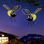 abordables Éclairage paysager-Lot de 2 lanternes solaires suspendues en forme d'abeille, étanches, avec éclairage LED décoratif pour jardin, cour, clôture, balcon, terrasse – ambiance &amp;éclairage paysager