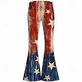  250° anniversario USA Retrò Vintage Anni '70 Pantaloni Pantaloni a zampa d'elefante Hippie Disco Vita alta Costume Per donna Mascherata 4 Luglio Feste Giorno dell'Indipendenza Adulti Pantaloni