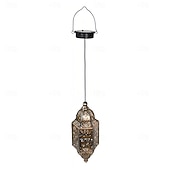 abordables Éclairages pour allées-Lanterne suspendue d'extérieur à projection solaire baroque en métal creux, étanche, avec éclairage LED pour jardin, cour, allée, pelouse, terrasse, fête, vacances, ambiance chaleureuse, violet
