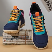 tanie Casualowe sneakersy-Męskie buty sportowe w blokach kolorów z akcentami ze sztucznej skóry, modny sportowy wygląd, idealne do uprawiania sportów na świeżym powietrzu, na co dzień i w podróż