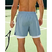 billiga Shorts för män-Herr Solid färg Sportshorts Tennisshorts Ficka Med kompressionsfoder Snabb tork Stretch Fuktabsorberande Andningsfunktion Tennis Golfskor Pickleball Shorts Mörkgrå Svart Ljusblå Tenniskläder