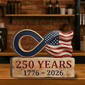 abordables Regalo &amp; Decoración-250 aniversario EE.UU. Regalo Decoración de mesa Letrero de bloque de madera Innovador Gracioso Patriótico Adulto Unisexo Día de la Independencia 4 de julio Festival Disfrazarse
