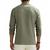 cheap Men's Classic Polo-Men's Linen Shirt Polo Shirts Casual Street Lapel Long Sleeve Basic Modern Plain Buttons Spring Fall Regular Fit Black White Navy Blue Khaki Dark Grey Army Green Linen Shirt