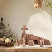 economico Pasqua-Tomba vuota, scena pasquale e decorazione a croce, set di scene di resurrezione pasquale in legno, decorazioni per presepe di Gesù per regali religiosi da tavolo per ufficio domestico e cristiani