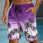 ieftine Plante și flori tropicale-Bărbați Copac de cocos Culoare gradient Plante tropicale Boxeri înot Pantaloni Scurți de Înot Pantaloni Scurti Talie medie Hawaiană Vacanta la plaja Buzunare laterale Căptușeală din plasă Talie