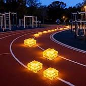 Недорогие Подсветки дорожки и фонарики-2/4 шт. уличных солнечных садовых светильников, водонепроницаемые светильники в виде ледяных кирпичей для двора, ландшафта, ступеней, дорожек, бассейнов, декоративные солнечные светильники для