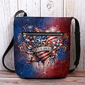 cheap Accessories-Women's Polyester Flocked Crossbody Bag with Adjustable Strap, Patriotic 250th Anniversary &amp; Independence Day Design, Perfect for Daily Casual Use and American Celebration Events