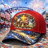 Недорогие Бейсболка мужская-Муж. Бейсболка Шляпа от солнца Синий Красный Полиэстер Пэчворк Мода Уличный стиль На каждый день Повседневные на открытом воздухе Отпуск Американский флаг США Цитаты и выражения