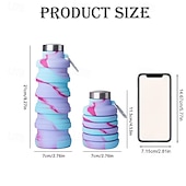 billiga Utomhusrekreation-hopfällbar teleskopisk vattenflaska, splittersäker silikon sportflaska med karbinhake, bärbar &amp;återanvändbar, vikbar design, lättviktig &amp;hållbar för camping, vandring, gym, cykling &amp;utomhussporter