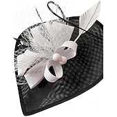 cheap Fascinators-Fascinators Polyester Wedding Birthday Vintage Cute Retro With Feather Headpiece Headwear