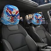 お買い得  250周年-2個のアメリカ国旗独立プリントの車のヘッドレストカバー、高弾性設計で詰め物のないシート保護、車のシートヘッドレストカバー、車用シートクッション、愛国的なテーマ、車の内装