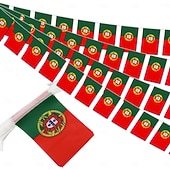 billige Verdensmesterskap i fotball 2026-Portugal strengflagg vimpelbanner for fotball-VM-kamp i sommer 50 flagg, 46 fot lite mini portugisisk flagg vimpelbanner for landsdekorasjon, skole, fest, sportsarrangementer
