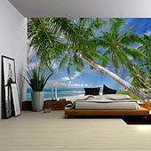 billige Havstrand Teppe-tropisk strand kokosnøttre landskap billedvev naturskjønt veggteppe til soverom stue sovesal universitetsrom hjemmedekor fotobakgrunn