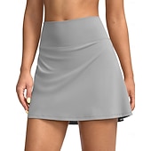 billiga Kvinnors kjolar och skorts-Dam Solid färg Avslappnad kjol Tennis Skort Tenniskjolar med shorts Ficka Snabb tork Andningsfunktion Volleyboll Tennis Badminton Kjolar Brist Svart Mörkblå Grå Tenniskläder