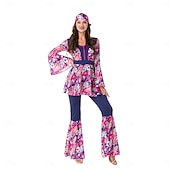 abordables Conjuntos-Conjunto Retro Antiguo Años 70 Blusa / Falda Pantalones Larga Floral Psicodélico Disfraz Mujer Víspera de Todos los Santos Carnaval Festival de Música Fiesta temática retro Adulto Blusas Pantalones