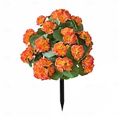  20 Inch Artificial Flower Stake Outdoor Decor Geraniums Multi-Color Garden Stakes for Yard & Lawn, No Fade Heavy Duty Plastic, All Season Decoration